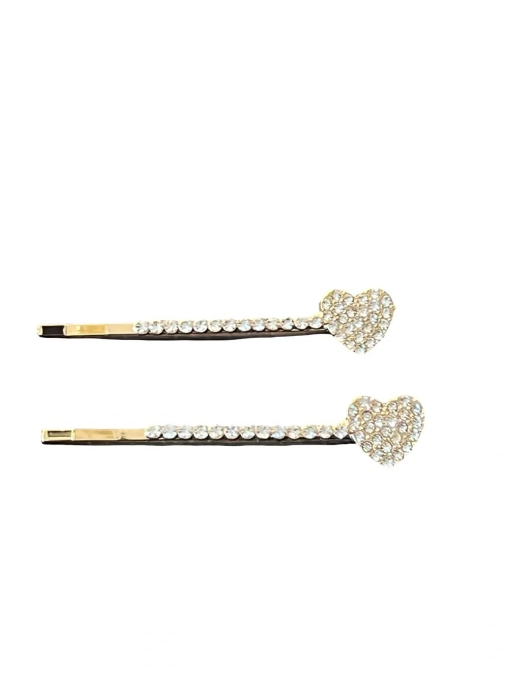Gold Clear Crystal Rhinestone Heart Shape Hair Clips approx 2.5”FINAL PRICE DROP